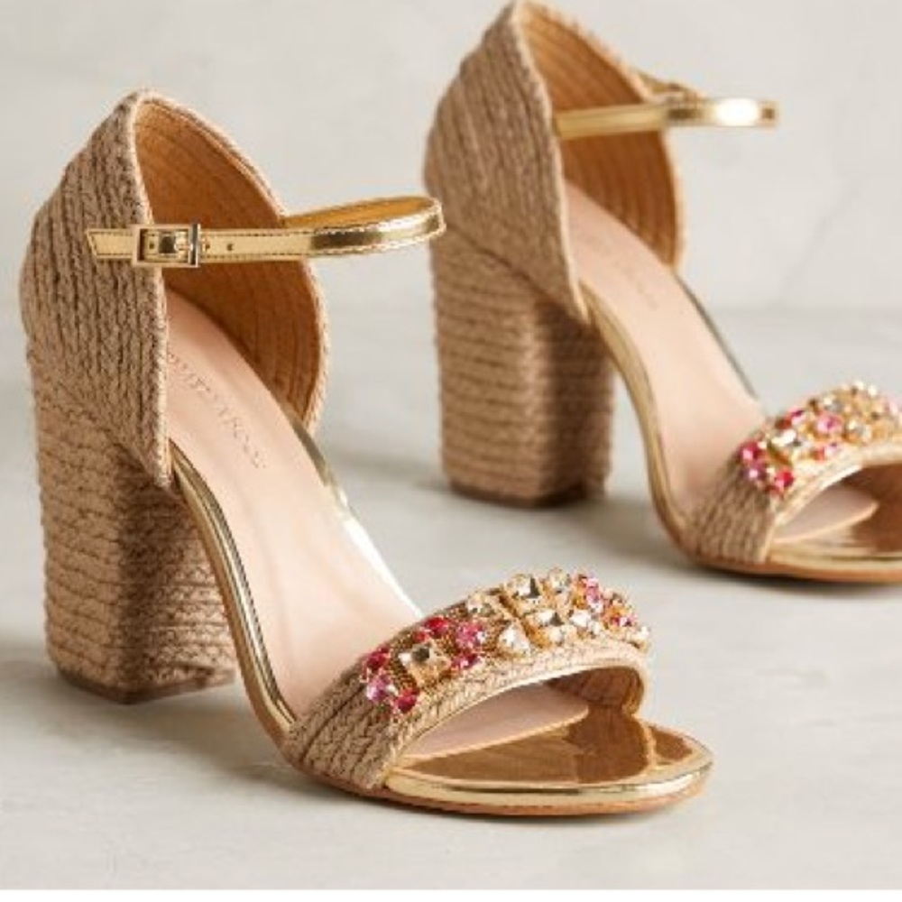 Raphaella Booz Jeweled Raffia Heels